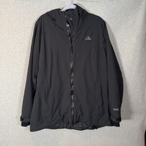 LL Bean womens XL Jacket Coat Black Hood Waterproof PrimaLoft Packable